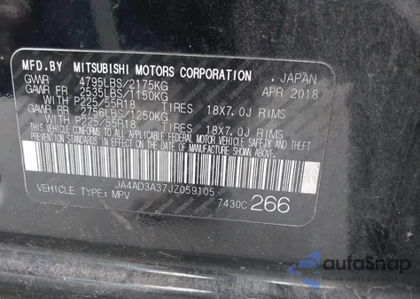 2018 Mitsubishi Outlander Le z USA, uszkodzony, nr VIN JA4AD3A37JZ059105